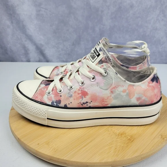 Womens Sz‎ 8.5 Pink & White Converse CTAS Lift Ox Platform Sneakers